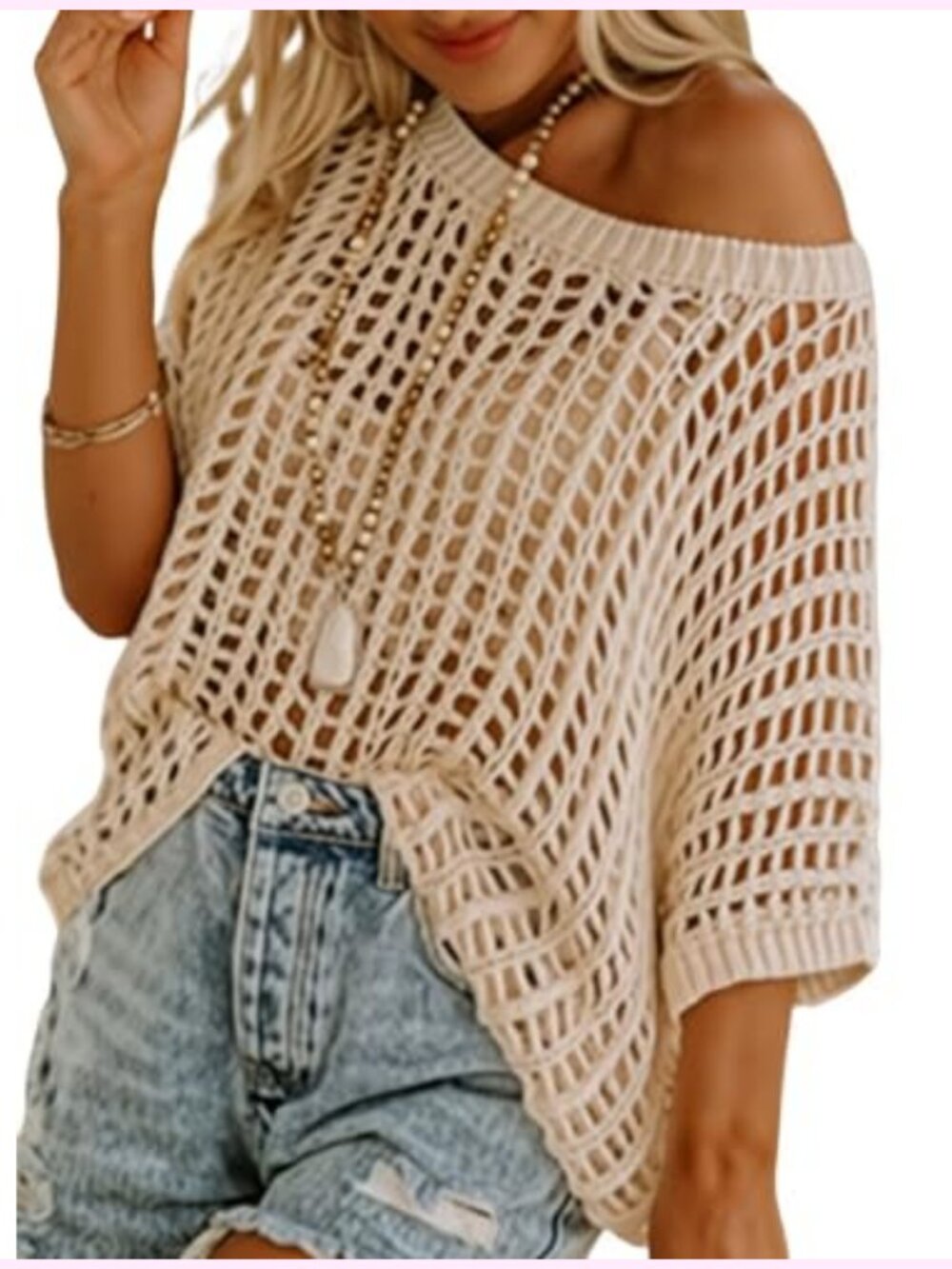 Crochet Hollow Out Knit Sweater Pullover Beach Coverup